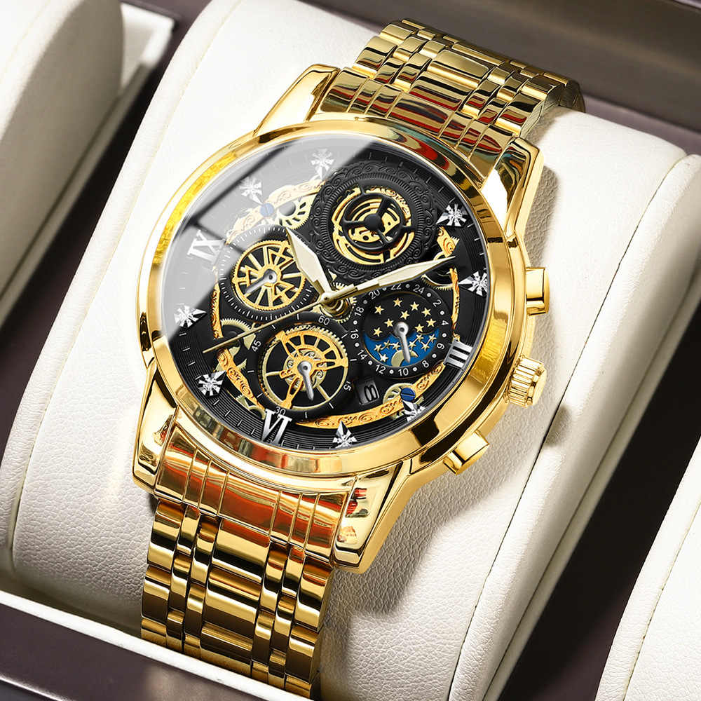 new luxury watch men orologio uomo hollow flywheel moissanite skeleton gold quartz watch steel relojes de cuarzo