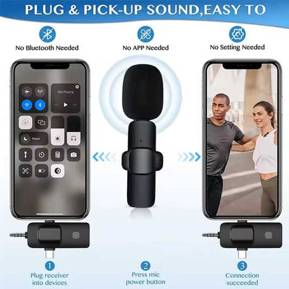 CYKE 3-in-1 Wireless Microphone System Professional Lavalier Flip Collar Video Recording Vlog Microphone K15