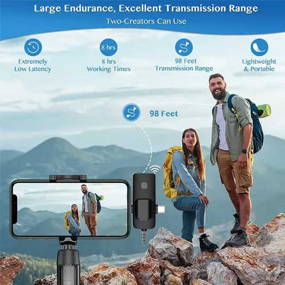 CYKE 3-in-1 Wireless Microphone System Professional Lavalier Flip Collar Video Recording Vlog Microphone K15