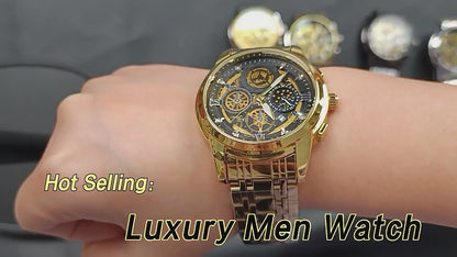 new luxury watch men orologio uomo hollow flywheel moissanite skeleton gold quartz watch steel relojes de cuarzo